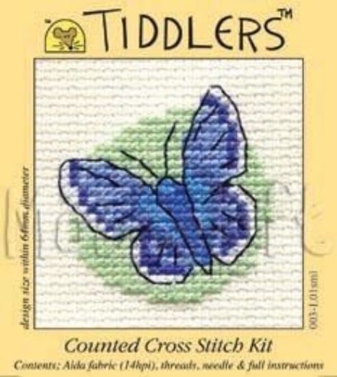 Picture of Mouseloft  "Blue Butterfly" Tiddlers Cross Stitch Kit