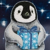 Picture of Penguin & Gift Christmas 18x18cm Crystal Art Card