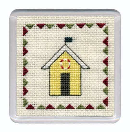 Picture of Beach Huts Coaster - Yellow Cross Stitch Kit