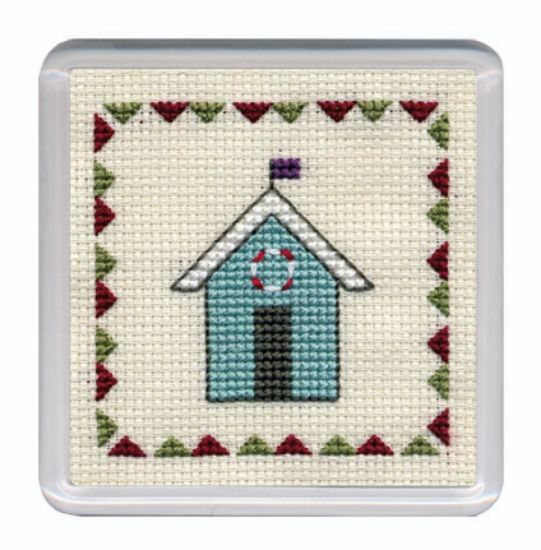 Picture of Beach Huts Coaster - Turquoise Cross Stitch Kit