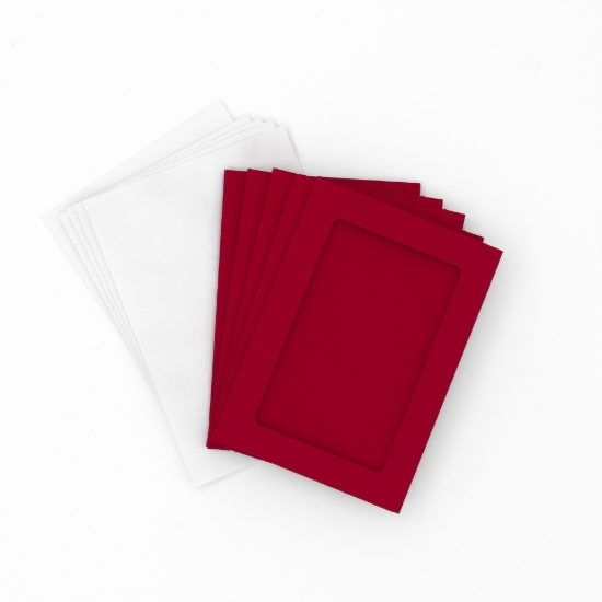 Picture of Rectangular Aperture A6 Cards - Red (Pack Of 5)