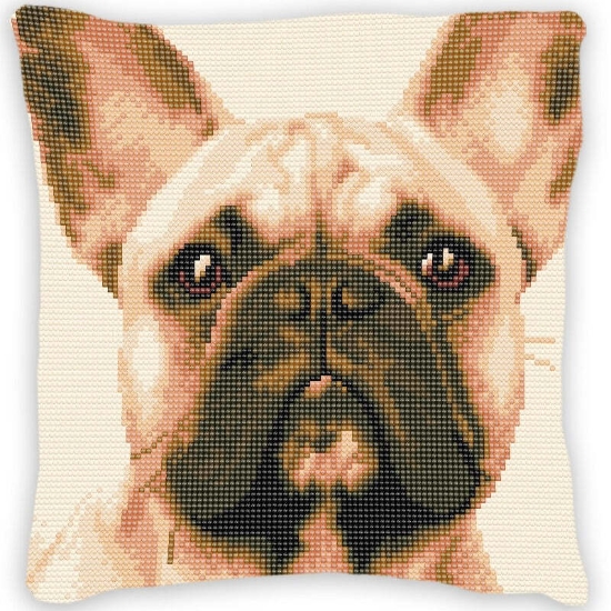 Picture of French Bulldog Dog Face - 30x30cm Crystal Art Cushion Kit