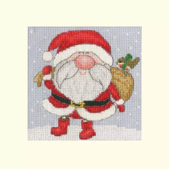 Picture of Jolly Santa - Christmas Card Cross Stitch Kit by Bothy Threads