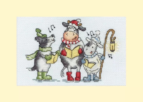 Picture of Woof, Moo, Baa! - Christmas Card Cross Stitch Kit by Bothy Threads