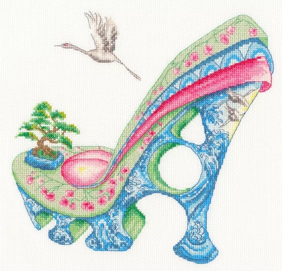 Picture of Osaka Spring - (Sally King Shoes) Cross Stitch Kit by Bothy Threads