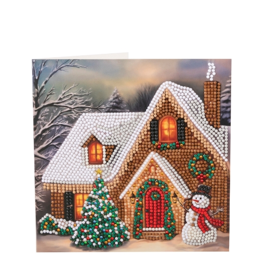 Picture of Festive Cottage - 18x18cm Crystal Art Card