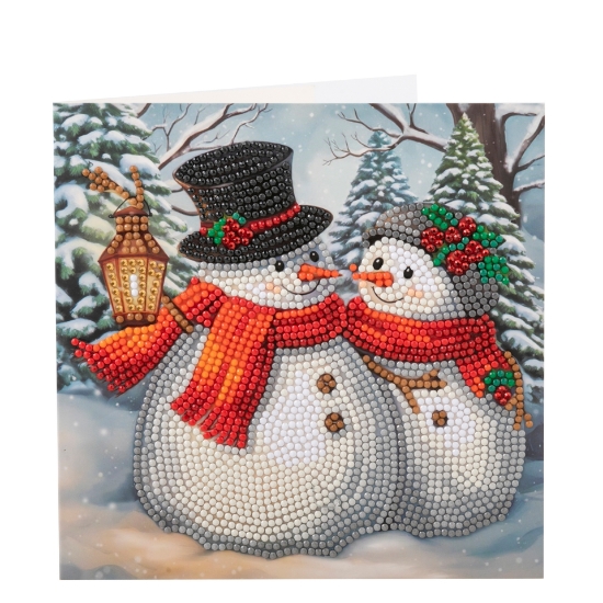 Picture of Frosty & Merry Snowmen - 18x18cm Crystal Art Card