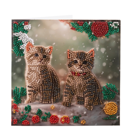 Picture of Christmas Kittens - 18x18cm Crystal Art Card