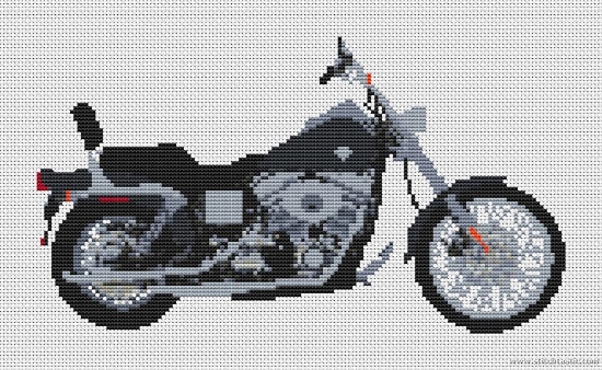 Harley Davidson Dyna Wide Glide Cross Stitch Kit and Chart