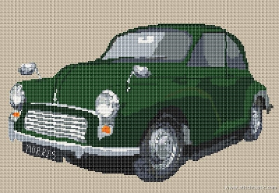 Morris Minor Car Cross Stitch Kit and Chart | Stitchtastic