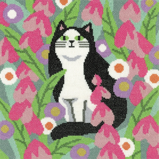 Picture of Black and White Cat (Catz & Co) - 14ct Aida Cross Stitch Kit