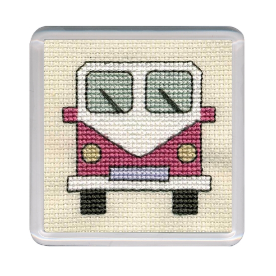 Picture of Campervan Coaster - Pink Cross Stitch Kit