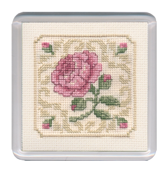 Picture of Damask Rose Coaster Cross Stitch Kit