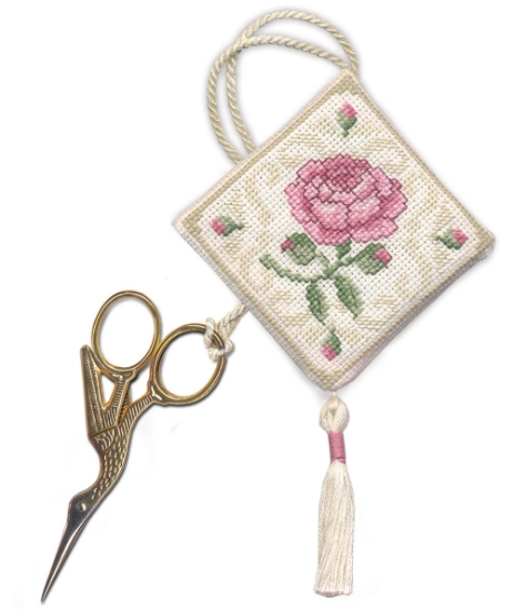 Picture of Damask Rose Scissor Keep Cross Stitch Kit