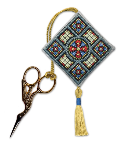 Picture of Stained Glass Window Scissor Keep Cross Stitch Kit