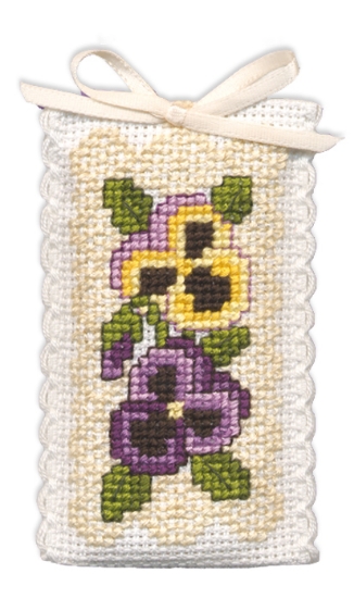 Picture of Victorian Pansies Lavender Sachet Cross Stitch Kit