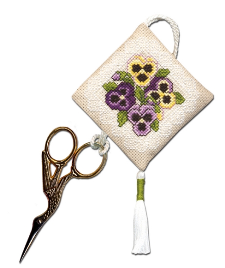 Picture of Victorian Pansies Scissor Keep Cross Stitch Kit