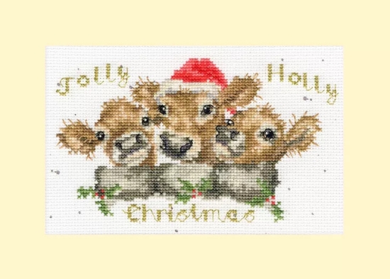 Picture of Jolly Holly - Christmas Card Cross Stitch Kit by Bothy Threads