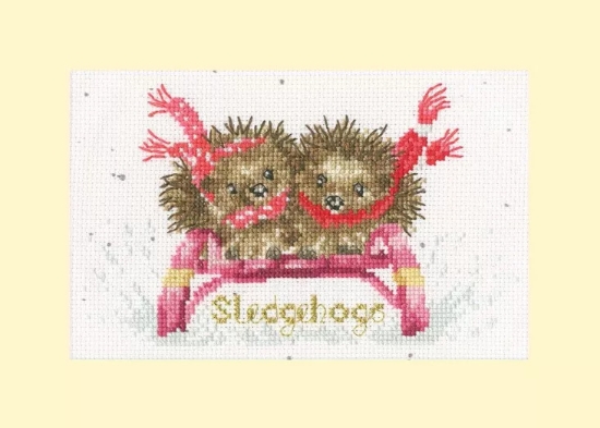 Picture of Sledgehogs - Christmas Card Cross Stitch Kit by Bothy Threads