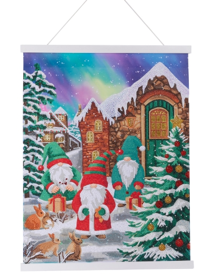 Picture of Three Merry Gnomes Christmas - Crystal Art 40x50cm Scroll Kit