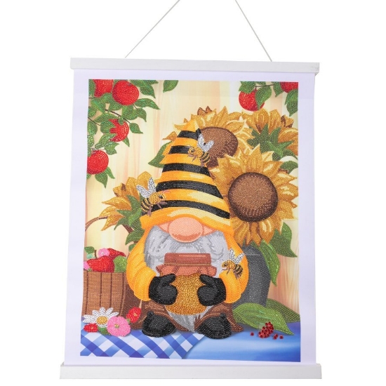 Picture of Honey Bee Gnome - Crystal Art 35x45cm Scroll Kit